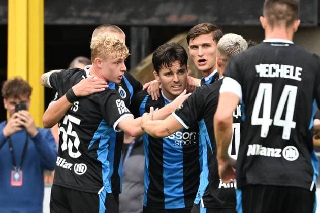 Club s Hugo Vetlesen celebrates after scoring the 1-0 goal during a soccer match between Club Brugge and Royal Antwerp FC, Sunday 13 September 2026 in Brugge, on day 6 of the 2026-2027 Jupiler Pro League first division of the Belgian championship. MAARTENxSTRAETEMANS  x186196616x