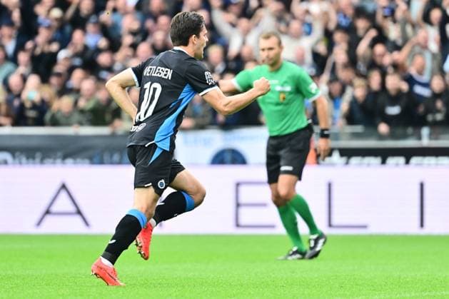 Club Brugge v Royal Antwerp FC - Jupiler Pro League BRUGGE, BELGIUM - SEPTEMBER 13 : Vetlesen Hugo midfielder of Club Brugge celebrates scoring a penalty during the Jupiler Pro League match between Club Brugge and Royal Antwerp FC on September 13, 2026 in Brugge, Belgium, 13 09 2026 Brugge Belgium  Copyright: xPeterxDexVoechtx