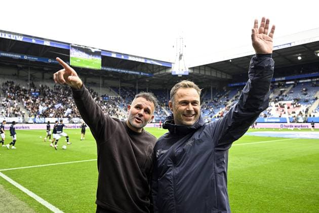 HEERENVEEN - (lr) Telstar Trainer Henk Brugge, SC Heerenveen Coach Robin Veldman during the Dutch Eredivisie match between SC Heerenveen and PEC Zwolle at the Abe Lenstra Stadium on September 13, 2026 in Heerenveen, the Netherlands. OLAF KRAAK ANP Eredivisie 2026 27 xVIxANPxSportx xxANPxIVx 568474320 originalFilename: 568474320.jpg