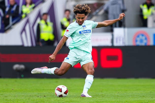 2026.09.13, xkwix, Fußball, 2.Liga, VfL Osnabrück - Hertha BSC, Stadion an der Bremer Brücke, 5.Spieltag, Saison 2026 2027: Oluwaseun Adewumi (Hertha BSC 19) beim Torschuss DFB regulations prohibit any use of photographs as image sequences and or quasi-video. Photo: xKamilxWilkowskixPressefotoKochx Niedersachsen Deutschland