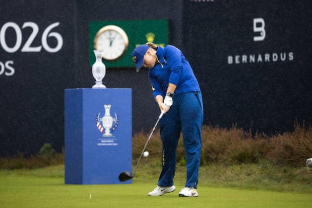 RECORD DATE NOT STATED 13th September 2026; Bernardus Golf, Cromvoirt, Netherlands; Solheim Cup Womens Golf, Final Day; Singles; Maja Stark (SWE) of Team Europe plays from the 1st tee box AnthonyxBenoit