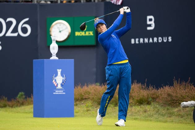 RECORD DATE NOT STATED 13th September 2026; Bernardus Golf, Cromvoirt, Netherlands; Solheim Cup Womens Golf, Final Day; Singles; Charley Hull (ENG) of Team Europe plays from the 1st tee AnthonyxBenoit