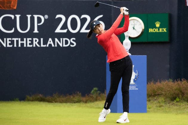 RECORD DATE NOT STATED 13th September 2026; Bernardus Golf, Cromvoirt, Netherlands; Solheim Cup Womens Golf, Final Day; Singles; Yealimi Noh of the US Team plays from the 1st tee box AnthonyxBenoit
