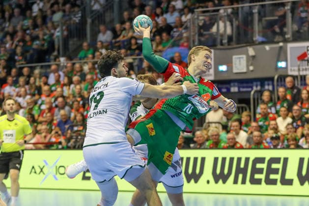 13.09.2026, xgox, Handball - Opel HBL SC Magdeburg - HSG Wetzlar emspor, v.l. Gisli Thorgeir Kristjansson (Magdeburg, 10) wirft Tor, Torschuetze, erzielt Tor, Treffer, scores the goal Magdeburg