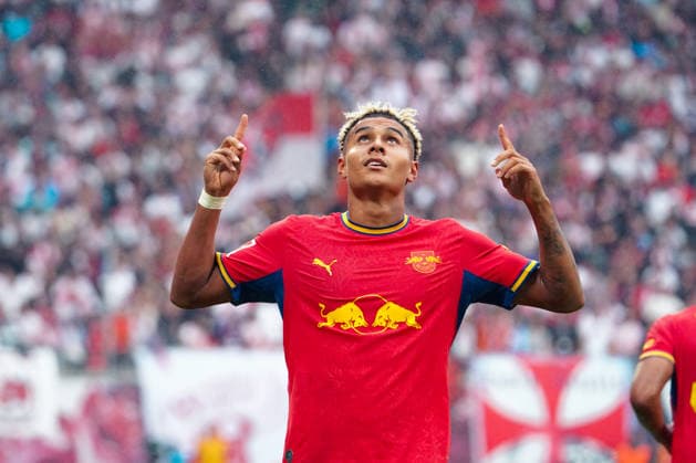 Deutschland: Fussball Bundesliga 2026 2027, 3. Spieltag - RB Leipzig vs Hamburger SV - Red Bull Arena -Stadion (Leipzig): Tor und Torjubel zum Antonio Nusa (RB Leipzig, 7) Copyright: xAymanxAlahmedx