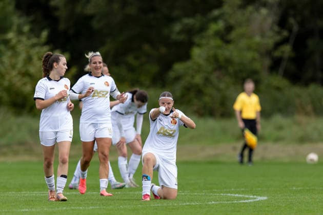 Regionalliga Nordost Frauen: RasenBallsport Leipzig II vs. 1. FFV Erfurt; Leipzig; 13.09.2026 Jubel, Laura Krug ( 11; 1. FFV Erfurt) Regionalliga Nordost Frauen: RasenBallsport Leipzig II vs. 1. FFV Erfurt; Sportanlage Gontardweg GF 1; 13.09.2026 Copyright: xBEAUTIFULxSPORTS Duehringx
