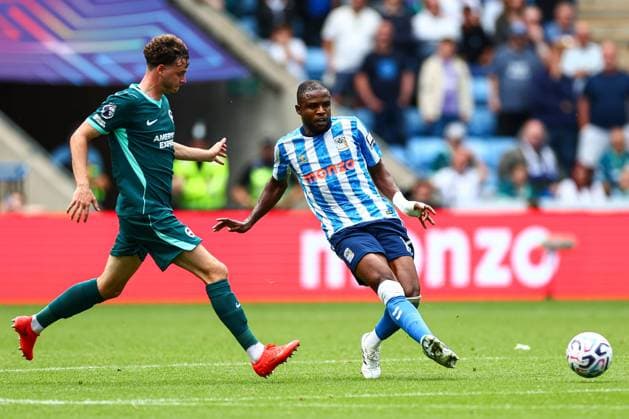 Frank Onyeka of Coventry City in action Coventry City v Brighton and Hove Albion, Premier League, Football, Football, Coventry Building Society Arena, Coventry, UK - 13 Sep 2026Coventry Coventry Building Society Arena United Kingdom EDITORIAL USE ONLY No use with unauthorised audio, video, data, fixture lists, club league logos or live services. Online in-match use limited to 120 images, no video emulation. No use in betting, games or single club league player publications.  Copyright: xJamesxMarsh Shutterstockx 17144596ef