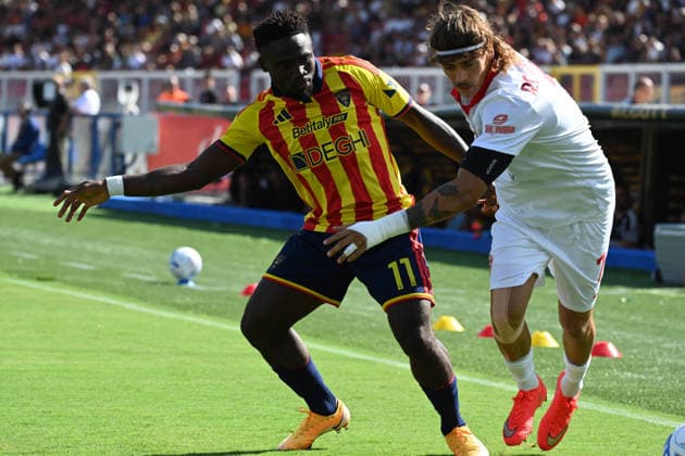 SOCCER - Serie A - US Lecce vs. AC Monza Photo by IPA ABACAPRESS.COM88483423 - N Dri Konan (US Lecce) against Ricardo Mangas (AC Monza) during the US Lecce vs. AC Monza Serie A soccer match in Lecce, Italy, on September 13, 2026 Lecce Italy  Copyright: xIPAxSport ABACAx