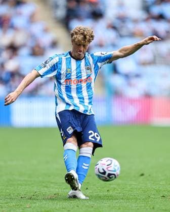Victor Torp of Coventry City in action Coventry City v Brighton and Hove Albion, Premier League, Football, Football, Coventry Building Society Arena, Coventry, UK - 13 Sep 2026Coventry Coventry Building Society Arena United Kingdom EDITORIAL USE ONLY No use with unauthorised audio, video, data, fixture lists, club league logos or live services. Online in-match use limited to 120 images, no video emulation. No use in betting, games or single club league player publications.  Copyright: xMichaelxZemanek Shutterstockx 17144597cb