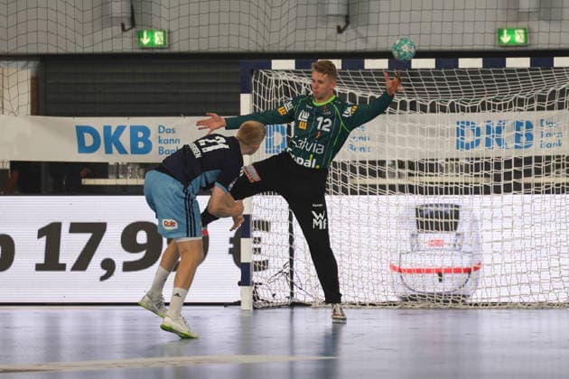 Handball I Herren I Saison 2026 2027 I Bundesliga I 4. Spieltag I Handball Club Hamburg - FRISCH AUF! Göppingen I 13.09.2026 Frederik Bo Andersen (21, Handball Club Hamburg) Kristian Saeveras (12, Frisch Auf Göppingen) Copyright: xLobeca RalfxHomburgx