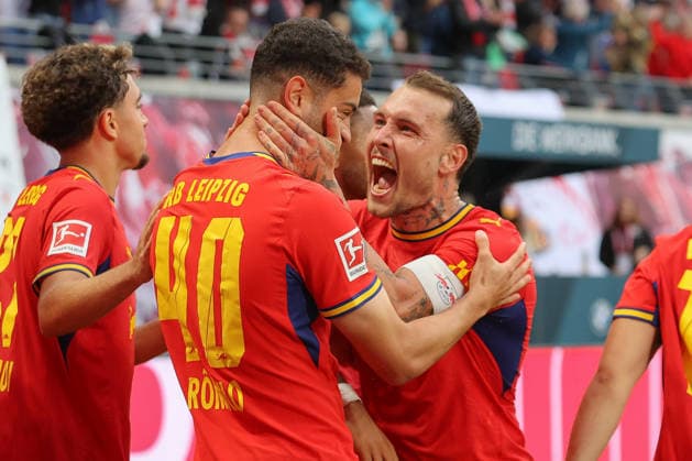 13.09.2026, xtgx, Fussball, 1. Bundesliga, RB Leipzig - Hamburger SV, v.l. Romulo Jose Cardoso Da Cruz (Leipzig, 40) Jubel, Torjubel, jubelt ueber das Tor, celebrate the goal, celebration (DFL DFB REGULATIONS PROHIBIT ANY USE OF PHOTOGRAPHS as IMAGE SEQUENCES and or QUASI-VIDEO) Leipzig