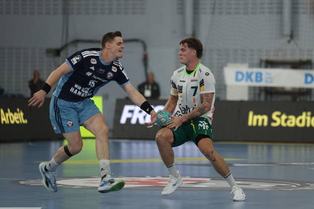 Handball I Herren I Saison 2026 2027 I Bundesliga I 4. Spieltag I Handball Club Hamburg - FRISCH AUF! Göppingen I 13.09.2026 Dominik Axmann (15, Handball Club Hamburg) Victor Klöve (7, Frisch Auf Göppingen Hamburg Alsterdorfer Sporthalle Hamburg Deutschland Copyright: xLobeca RalfxHomburgx