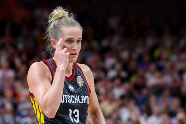 Leonie Fiebich (Germany) looks dejected during the FIBA Women s Basketball World Cup Germany 2026 3rd-place match between Spain and Germany at Berlin Arena on September 13, 2026 in Berlin, Germany. (Photo by Marco Steinbrenner DeFodi Images) -
