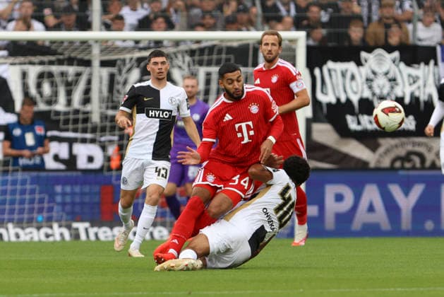 Francis Onyeka (SV 07 Elversberg) und Ismael Saibari (FC Bayern Muenchen) im Zweikampf waehrend des Spiels der 1. Bundesliga zwischen SV Elversberg und FC Bayern Muenchen, Ursapharm-Arena am 13. September 2026 in Spiesen-Elversberg, Deutschland. (Foto von Oliver Kaelke DeFodi Images) +++ Francis Onyeka (SV 07 Elversberg) und Ismael Saibari (FC Bayern Muenchen) battle for the ball during the Bundesliga match between SV Elversberg and FC Bayern Muenchen at Ursapharm-Arena on September 13, 2026 in Spiesen-Elversberg, Germany. (Photo by Oliver Kaelke DeFodi Images) DFB DFL REGULATIONS PROHIBIT ANY USE OF PHOTOGRAPHS AS IMAGE SEQUENCES AND OR QUASI-VIDEO. (Photo by Oliver Kaelke DeFodi Images) -