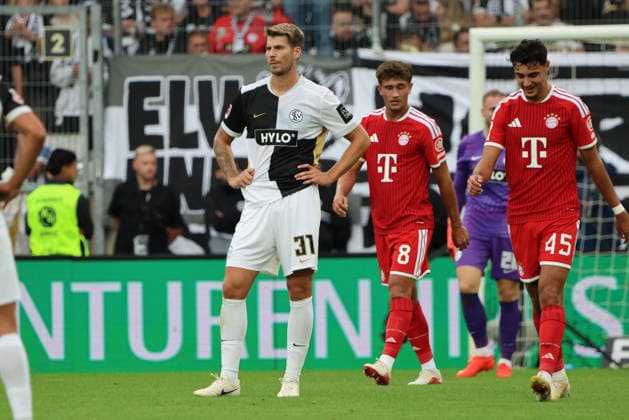 13.09.2026, Fussball, Herren, 1. Bundesliga, Saison 2026 2027, SV 07 Elversberg - FC Bayern München, Maximilian Rohr (SV 07 Elversberg) enttäuscht Elversberg Ursapharm-Arena an der Kaiserlinde Saarland Deutschland (DEU) Copyright: xFabianxKleerx