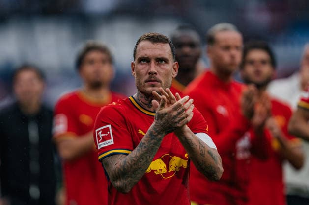 Deutschland: Bundesliga 2026 - 2027, 3. Spieltag - RB Leipzig vs Hamburger SV - Red Bull Arena (Leipzig): David Raum (RB Leipzig, 22) Abpfiff, Jubel, Freude, Emotionen, nach dem Spiel Copyright: xTomxLauruschkatx