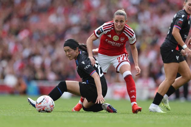 Arsenal v Palace Women 13 September 2026, London - Barclays Women™s Super League Football - Arsenal v Crystal Palace Women - Fuka Tsunoda of Crystal Palace and Ona Batlle of Arsenal - Photo: Charlotte Wilson Offside. London UK Copyright: xCharlottexWilsonx xOffsidexOffside