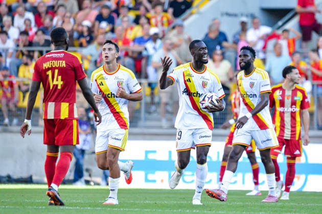 FOOTBALL : Le Mans FC vs RC Lens - Ligue 1 - JournÃ e 4- 13 09 2026 Joie des joueurs du RC Lens aprÃ s le but de Abdallah Sima (RC Lens) Le MansFrance  Copyright: xBaptistexAutissierx