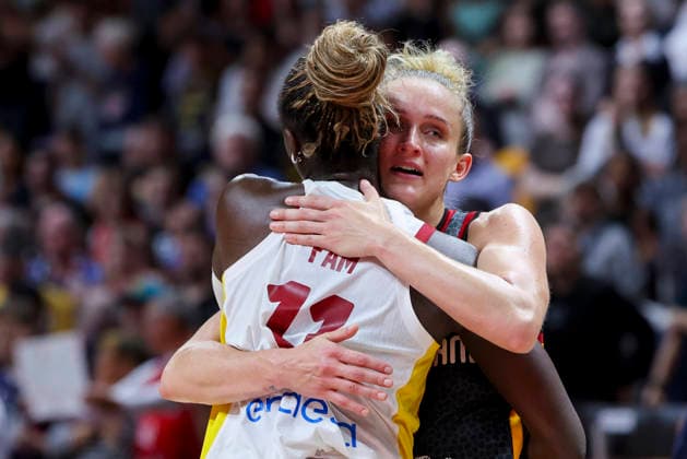Leonie Fiebich (Germany) looks dejected during the FIBA Women s Basketball World Cup Germany 2026 3rd-place match between Spain and Germany at Berlin Arena on September 13, 2026 in Berlin, Germany. (Photo by Marco Steinbrenner DeFodi Images) -