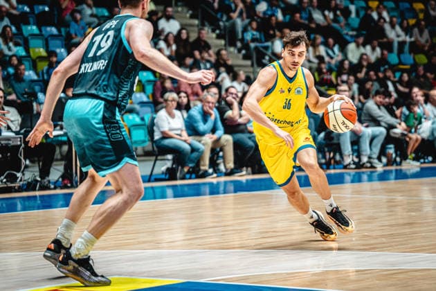 13.09.2026, xhfmx, Basketball Netto BBL Pokal, Skyliners Frankfurt - Sience City Jena v.l. Till Pape (Skyliners Frankfurt, 19), Kristofer Krause (Sience City Jena, 36) Frankfurt