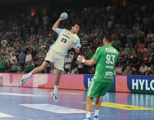 GER HBL Saison 2026 2027 FÜCHSE Berlin vs. VfL Gummersbach, 13.09.26, MAX-SCHMELING-HALLE, Berlin, Nikola ROGANOVIC (Füchse Berlin 23), Mijajlo MARSENIC (Füchse Berlin 93)