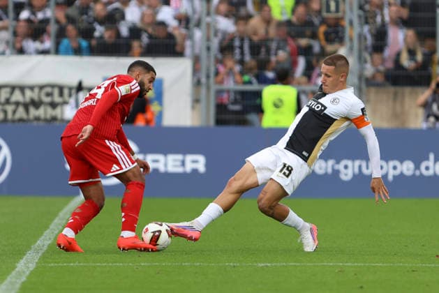 Ismael Saibari (FC Bayern Muenchen) und Lukas Pinckert (SV 07 Elversberg) im Zweikampf waehrend des Spiels der 1. Bundesliga zwischen SV Elversberg und FC Bayern Muenchen, Ursapharm-Arena am 13. September 2026 in Spiesen-Elversberg, Deutschland. (Foto von Oliver Kaelke DeFodi Images) +++ Ismael Saibari (FC Bayern Muenchen) und Lukas Pinckert (SV 07 Elversberg) battle for the ball during the Bundesliga match between SV Elversberg and FC Bayern Muenchen at Ursapharm-Arena on September 13, 2026 in Spiesen-Elversberg, Germany. (Photo by Oliver Kaelke DeFodi Images) DFB DFL REGULATIONS PROHIBIT ANY USE OF PHOTOGRAPHS AS IMAGE SEQUENCES AND OR QUASI-VIDEO. (Photo by Oliver Kaelke DeFodi Images) -