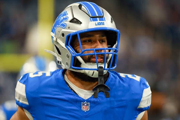 New Orelans vs Detroit Lions DETROIT,MICHIGAN-SEPTEMBER 13: running back Jacob Saylors (25) of the Detroit Lions runs on the field during warmups before the an NFL, American Football Herren, USA football game between the New Orleans Saints and the Detroit Lions in Detroit, Michigan USA, on Sunday, September 13, 2026 Detroit Michigan United States  Copyright: xAmyxLemusx originalFilename:lemus-neworela260913_npfpz.jpg