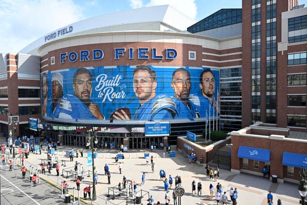 Sep 13, 2026; Detroit, MI, USA; Venue view of outside of stadium at Ford Field. Mandatory Credit: -Cal Media NFL, American Football Herren, USA 2026: Saints Vs Lions SEP 13  - ZUMAc04_ 20260913_zma_c04_012 Copyright: xAllanxDranbergx