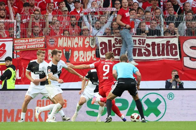 13.09.2026, xrekx, Fussball 1.Bundesliga, SV Elversberg - FC Bayern München v.l. Torschuss zum 1:2 durch Harry Kane (FC Bayern Muenchen) (DFL DFB REGULATIONS PROHIBIT ANY USE OF PHOTOGRAPHS as IMAGE SEQUENCES and or QUASI-VIDEO) Elversberg
