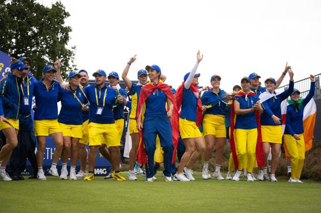 RECORD DATE NOT STATED 13th September 2026; Bernardus Golf, Cromvoirt, Netherlands; Solheim Cup Womens Golf, Final Day; Closing ceremony; Team Europe wins the Solheim Cup 2026; Team Europe celebrate AnthonyxBenoit