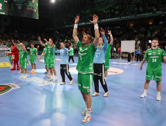 GER HBL Saison 2026 2027 FÜCHSE Berlin vs. VfL Gummersbach, 13.09.26, MAX-SCHMELING-HALLE, Berlin, Jubel nach dem Heimsieg gegen den VfL Gummersbach, Team FÜCHSE Berlin