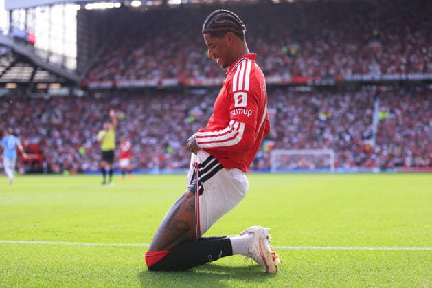 Football - Premier League - Manchester United, ManU v Manchester City 13th September 2026 - Premier League - Manchester United v Manchester City - Marcus Rashford of Manchester United looks dejected - Photo: Simon Stacpoole Offside. Manchester UK Copyright: xSimonxStacpoolexOffside