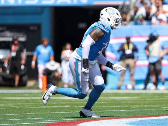 Sep 13, 2026; Nashville, TN, USA; Tennessee Titans defensive end Jermaine Johnson II (11) rushes in off the edge for pass rush coverage during the NFL, American Football Herren, USA regular season game between the New York Jets and Tennessee Titans at Nissan Stadium. Mandatory Credit: -Cal Media NFL 2026: Jets Vs Titans SEP 13  - ZUMAc04_ 20260913_zma_c04_046 Copyright: xStephenxFurstx