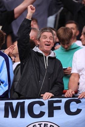 Football - Premier League - Manchester United, ManU v Manchester City 13th September 2026 - Premier League - Manchester United v Manchester City - Oasis musician Noel Gallagher celebrates Manchester City s victory - Photo: Simon Stacpoole Offside. Manchester UK Copyright: xSimonxStacpoolexOffside