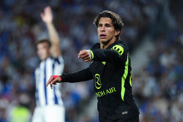 September 13, 2026, San Sebastian, Guipuzcoa, SPAIN: Giuliano Simeone of Atletico de Madrid gestures during the Spanish league, LaLiga EA Sports, football match played between Real Sociedad and Atletico de Madrid at Reale Arena stadium on September 13, 2026, in San Sebastian, Spain. Real Sociedad V Atletico De Madrid - LaLiga EA Sports  - ZUMAa181 20260913_zaa_a181_274 Copyright: xIrinaxR.xHx