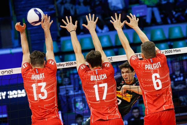 Italy™s Mattia Bottolo during a Men™s Euro pool A volleyball match between Italy and Slovakia in Modena, Italy - September 13, 2026  Copyright: xLucaxDiliberto LaPressex