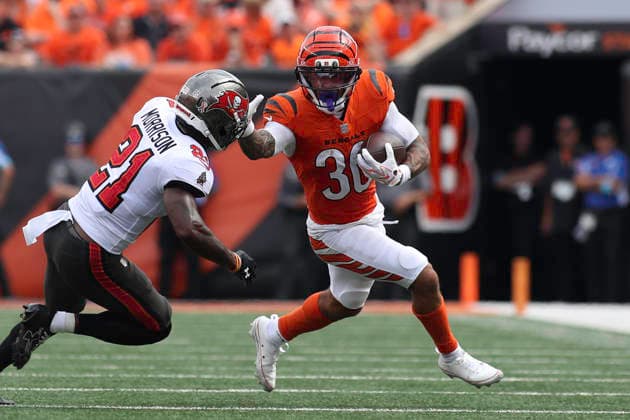Sep 13, 2026; Cincinnati, OH, USA; Cincinnati Bengals RB Chase Brown during WEEK 1 of the NFL, American Football Herren, USA regular season between the Cincinnati Bengals and the Tampa Bay Buccaneers at Paycor Stadium. Mandatory Credit: -Cal Media NFL 2026: Buccaneers Vs Bengals SEP 13  - ZUMAc04_ 20260913_zma_c04_196 Copyright: xKevinxSchultzx