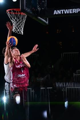 Nauris Miezis pictured during the final game of the 3x3 basketball between Netherlands and Latvia at the men s FIBA 3x3 Europe Cup, on Sunday 13 September 2026 in Antwerp. DIRKxWAEM  x186254522x