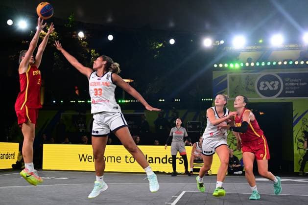 Janis Boonstra pictured during a final game of 3x3 basketball between Netherlands and Spain, the final of the women s FIBA 3x3 Europe Cup, on Sunday 13 September 2026 in Antwerp. DIRKxWAEM  x186255143x