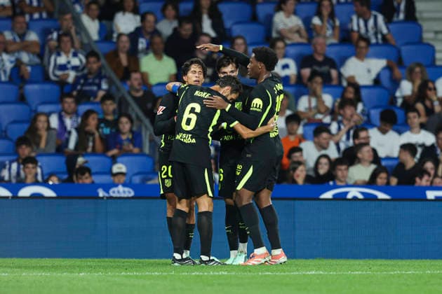September 13, 2026, San Sebastian, Guipuzcoa, SPAIN: Giuliano Simeone of Atletico de Madrid celebrates a goal during the Spanish league, LaLiga EA Sports, football match played between Real Sociedad and Atletico de Madrid at Reale Arena stadium on September 13, 2026, in San Sebastian, Spain. Real Sociedad V Atletico De Madrid - LaLiga EA Sports  - ZUMAa181 20260913_zaa_a181_346 Copyright: xIrinaxR.xHx