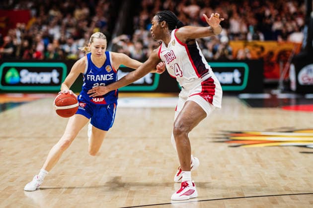 FIBA Women™s Basketball World Cup 2026: USA vs. Frankreich, 13.09.2026 Marine Johannes (Frankreich, 23), Aliyah Boston (USA, 14); Basketball, FIBA Women™s Basketball World Cup 2026, Final Phase, Finale, USA vs. Frankreich am 13.09.2026 in der Uber Arena, Berlin Copyright: xBEAUTIFULxSPORTS Tonhäuserx