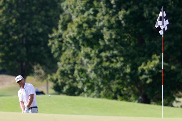FRANKLIN, TN - SEPTEMBER 13: Lanto Griffin of United States of America hits a chip shot on No. 7 during the final round of the Simmons Bank Open for the Snedeker Foundation, September 13, 2026 at Vanderbilt Legends Club in Franklin, Tennessee. (Photo by Matthew Maxey Icon Sportswire) GOLF: SEP 13 Korn Ferry Tour Simmons Bank Open EDITORIAL USE ONLY Icon260913021