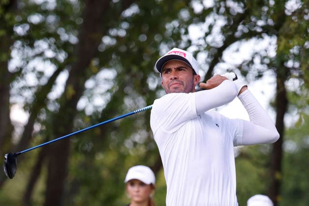FRANKLIN, TN - SEPTEMBER 13: Alvaro Ortiz of Mexico watches his tee shot on No. 8 during the final round of the Simmons Bank Open for the Snedeker Foundation, September 13, 2026 at Vanderbilt Legends Club in Franklin, Tennessee. (Photo by Matthew Maxey Icon Sportswire) GOLF: SEP 13 Korn Ferry Tour Simmons Bank Open EDITORIAL USE ONLY Icon260913025