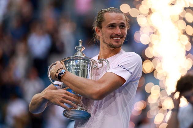 US Open tennis tournament - Day 15 Alexander Zverev of Germany poses with the Champions trophy after winning the Men s Singles Finals of the US Open Tennis Championships at the USTA Billie Jean King National Tennis Center in Flushing Meadows, New York, USA, 13 September 2026. FLUSHING MEADOWS NEW YORK United States  Copyright: xCRISTOBALxHERRERA-ULASHKEVICHx