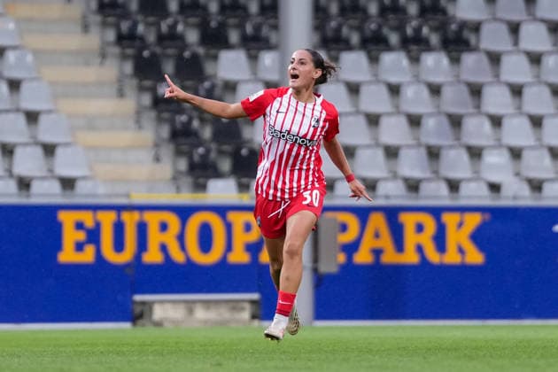İlayda Acıkgöz Ilayda Acikgoez (SC Freiburg, 30) Torjubel, Emotionen, Jubel, Torerfolg, Abschluss, Treffer , Deutschland, Fussball, GooglePixel Frauen-Bundesliga, 4.Spieltag, 2026 2027, SC Freiburg vs. 1. FSV Mainz 05, 13.09.2026, Dreisamstadion, Freiburg Freiburg Dreisamstadion Baden-Wuerttemberg Deutschland Copyright: xArnexAmbergx