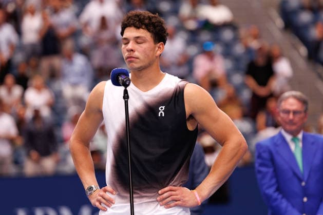 September 13, 2026: Ben Shelton (USA) during the trophy ceremony after being defeated by Alexander Zverev (GER) in the MenÃ¢â‚¬â ¢s Final at the US Open on September 13, 2026, held at the USTA Billie Jean King National Tennis Center in New York City. CSM . Tennis 2026: US Open, September 13, 2026  - ZUMAc04_ 20260913_zma_c04_390 Copyright: xBerniexHaleyx