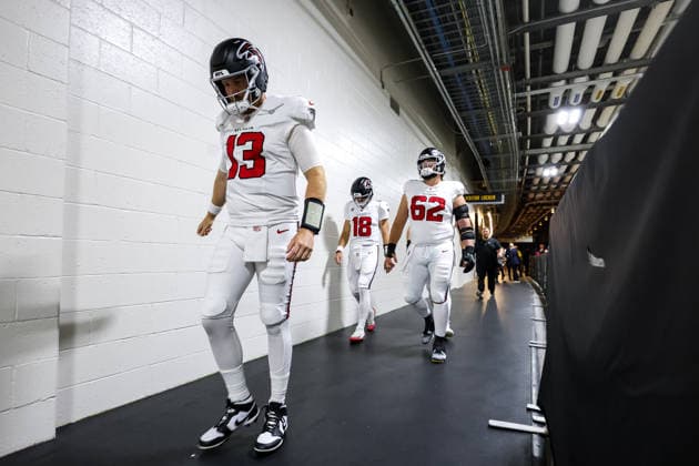 September 13, 2026, Pittsburgh, Pennsylvania, USA: Atlanta Falcons quarterback COOPER RUSH (13) leads teammates out of the locker room before the NFL, American Football Herren, USA football game between the Pittsburgh Steelers and the Atlanta Falcons in Pittsburgh, Pennsylvania. NFL 2026: Falcons 13: 20 Steelers  - ZUMAg257 20260913_zsp_g257_092 Copyright: xBrentxGudenschwagerx