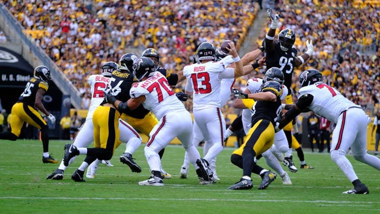 Sep 13, 2026; Cooper Rush 13 during the Pittsburgh Steelers vs Atlanta Falcons game in Pittsburgh, Pennsylvania, USA; at Acrisure Stadium. Mandatory Credit: -Cal Media NFL, American Football Herren, USA 2026: Falcons Vs Steelers SEP 13  - ZUMAcp5_ 20260913_faf_cp5_315 Copyright: xJasonxPohuskix