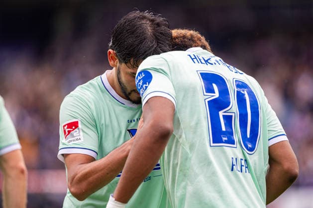 (L-R) Kevin Sessa (Hertha BSC, 08) und Farid Alfa-Ruprecht (Hertha BSC, 20) (Torschuetze) jubeln ueber das Tor zum 1:3 GER, VfL Osnabrueck vs. Hertha BSC, Fussball, 2. Bundesliga, 5. Spieltag, Spielzeit 2026 2027, 13.09.2026 DFL Regulations prohibit any use of photographers as image sequences and or quasi-video. GER, VfL Osnabrueck vs. Hertha BSC, Fussball, 2. Bundesliga, 5. Spieltag, Spielzeit 2026 2027, 13.09.2026 Osnabrueck Copyright: xEibner-Pressefoto JanxRollingerx EP_JSK