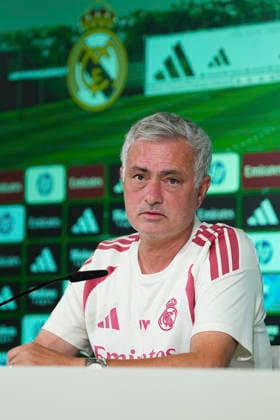 September 14, 2026, Valdebebas, Madrid, Spain: Jose Mourinho, head coach of Real Madrid, attends his press conference, PK, Pressekonferenz during the training day of Real Madrid ahead the Spanish League, LaLiga EA Sports, football match against Elche CF at Ciudad Deportiva Real Madrid on September 14, 2026, in Valdebebas, Madrid, Spain. Real Madrid Training And Press Conference - Laliga Ea Sports  - ZUMAa181 20260914_zaa_a181_015 Copyright: xDennisxAgyemanx